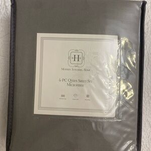 NWT Modern Southern Home Gray Wrinkle Free Microfiber Queen Sheet Set